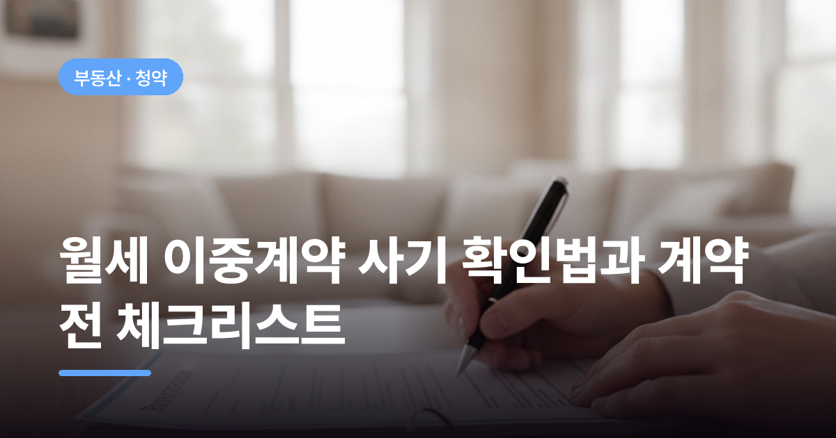 월세 이중계약 사기 확인법과 계약 전 체크리스트