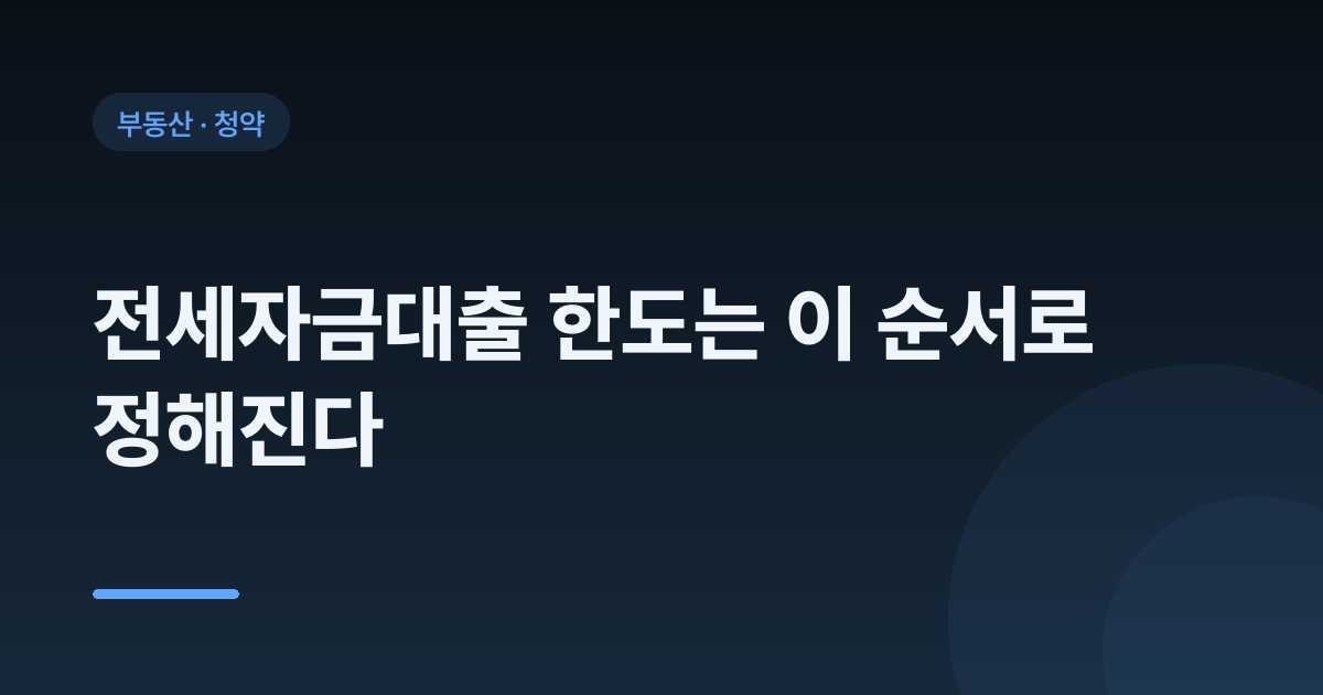 전세자금대출 한도는 이 순서로 정해진다