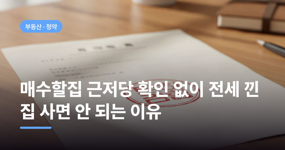 매수할집 근저당 확인 없이 전세 낀 집 사면 안 되는 이유