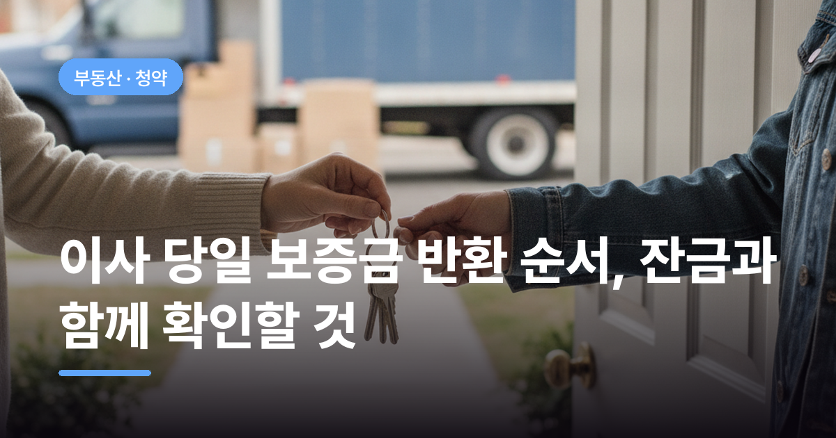 이사 당일 보증금 반환 순서, 잔금과 함께 확인할 것