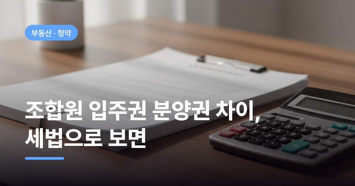조합원 입주권 분양권 차이, 세법으로 보면