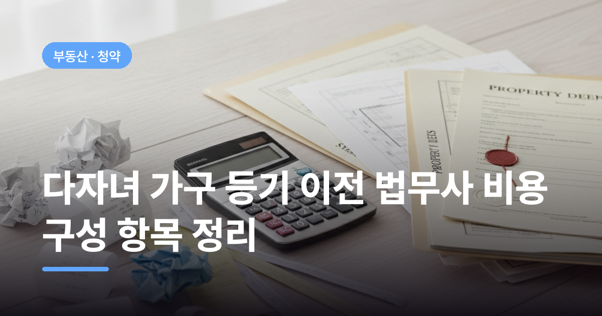 다자녀 가구 등기 이전 법무사 비용 구성 항목 정리