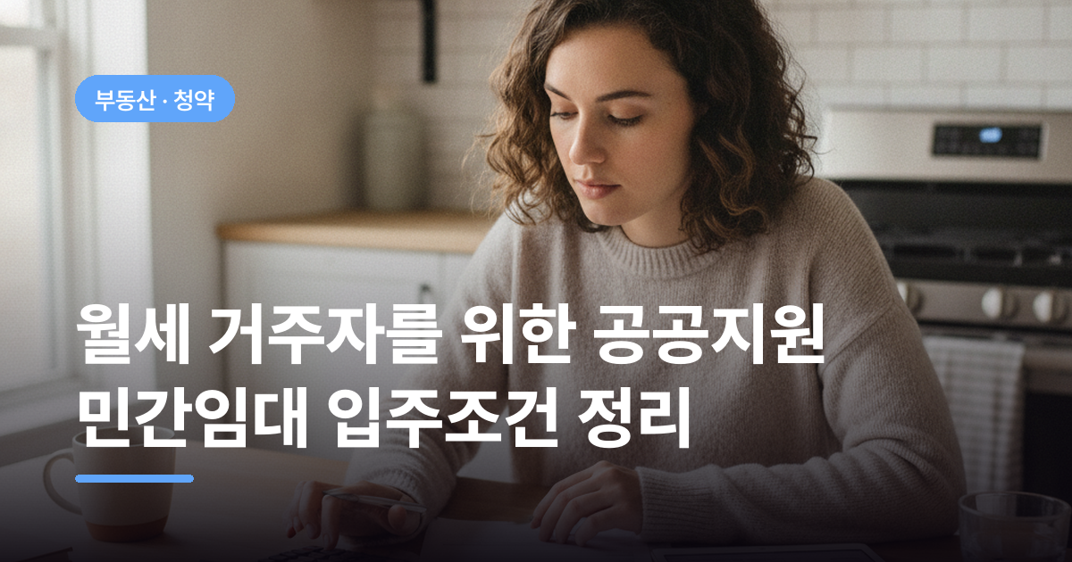 월세 거주자를 위한 공공지원 민간임대 입주조건 정리