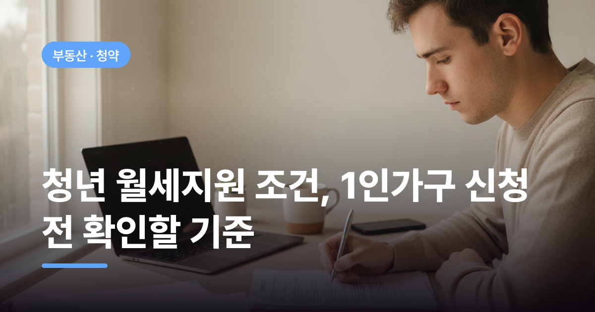 청년 월세지원 조건, 1인가구 신청 전 확인할 기준