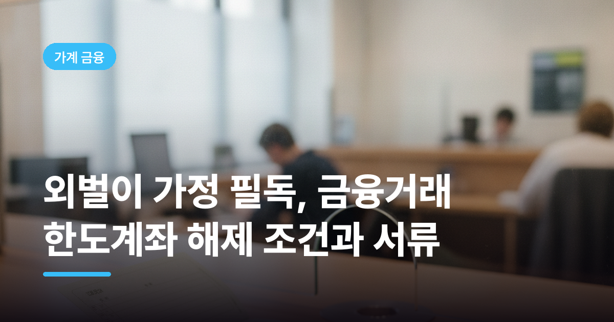 외벌이 가정 필독, 금융거래 한도계좌 해제 조건과 서류
