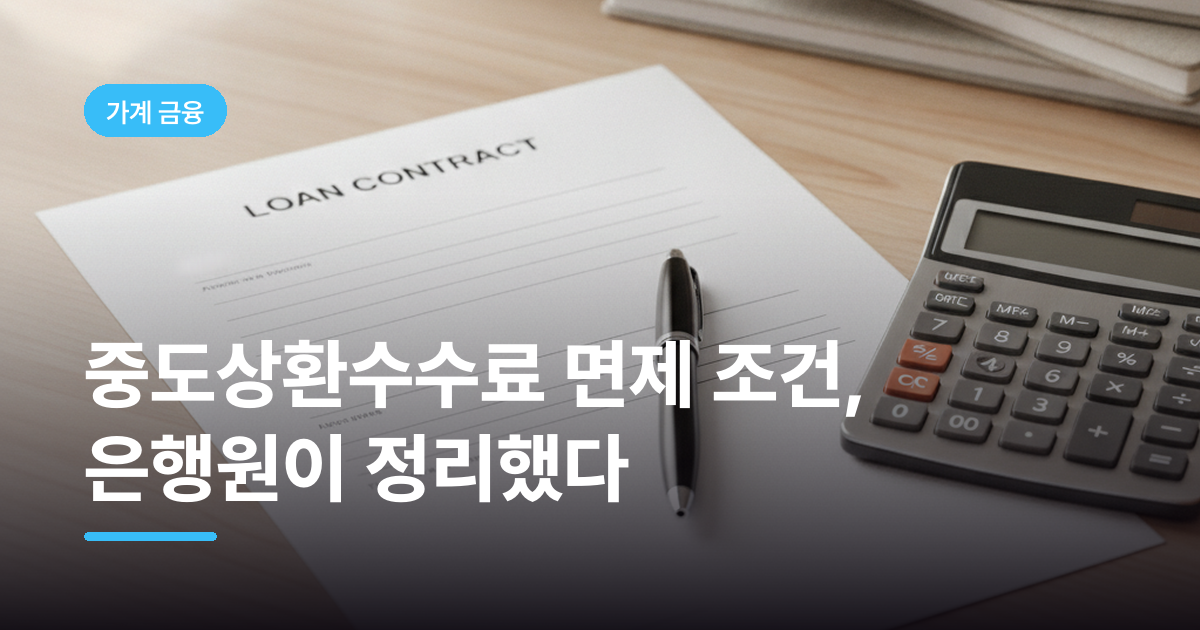 중도상환수수료 면제 조건, 은행원이 정리했다