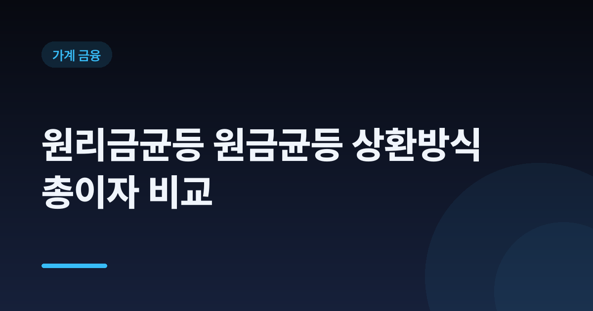 원리금균등 원금균등 상환방식 총이자 비교
