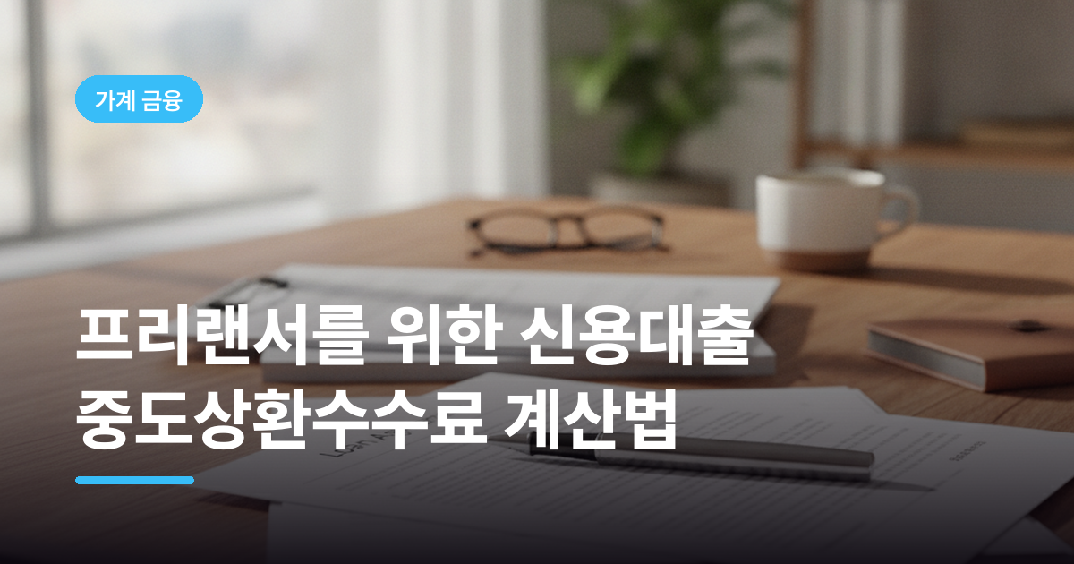 프리랜서를 위한 신용대출 중도상환수수료 계산법