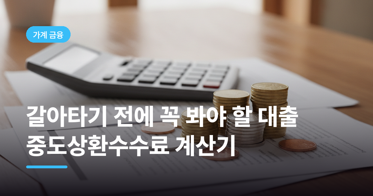 갈아타기 전에 꼭 봐야 할 대출 중도상환수수료 계산기