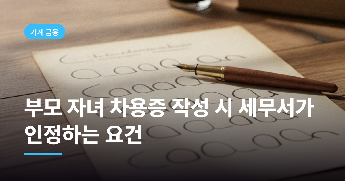 부모 자녀 차용증 작성 시 세무서가 인정하는 요건