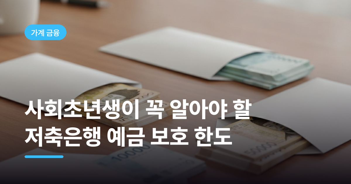 사회초년생이 꼭 알아야 할 저축은행 예금 보호 한도