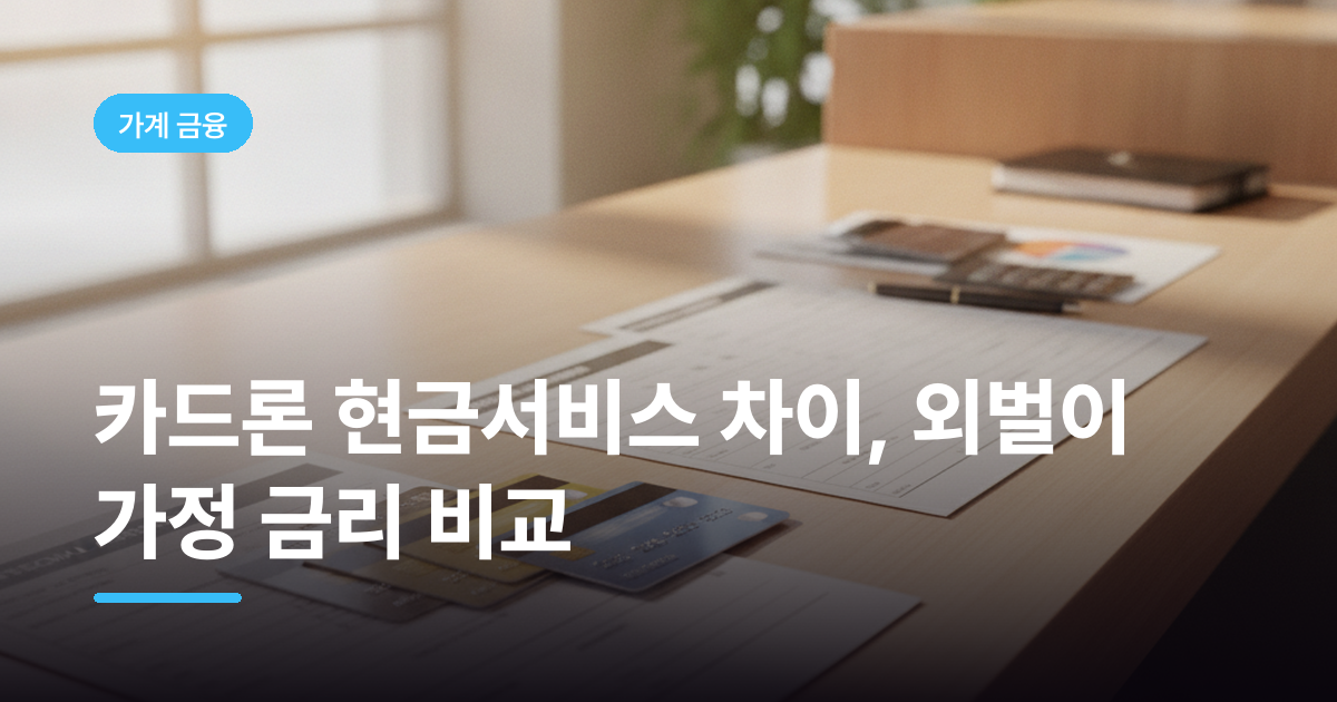 카드론 현금서비스 차이, 외벌이 가정 금리 비교