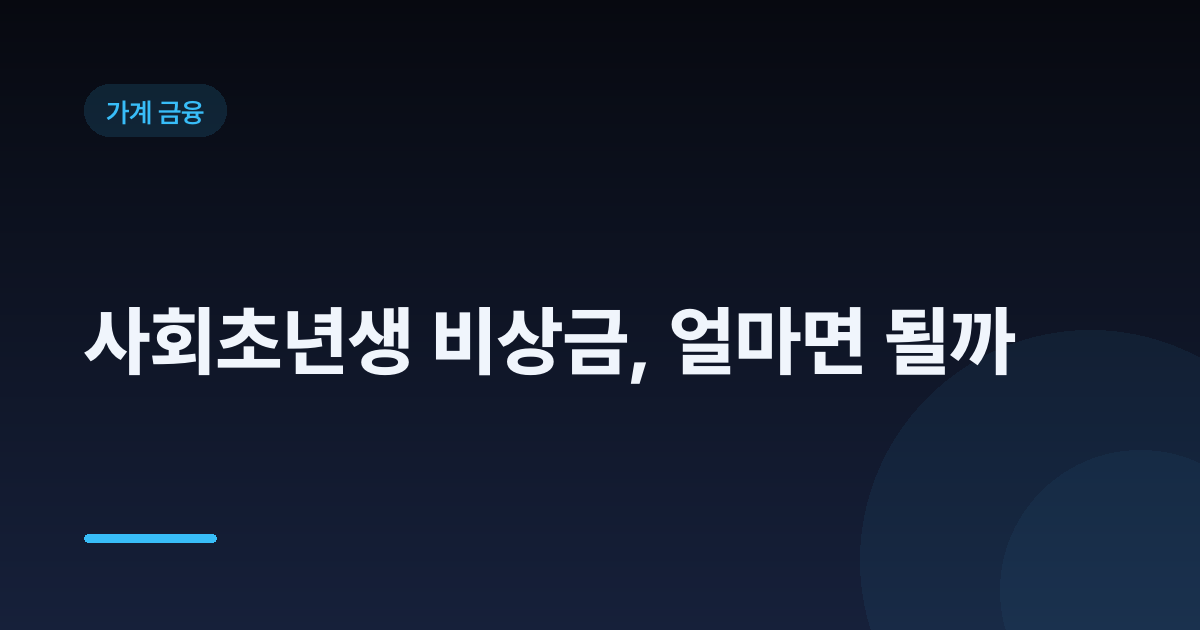 사회초년생 비상금, 얼마면 될까