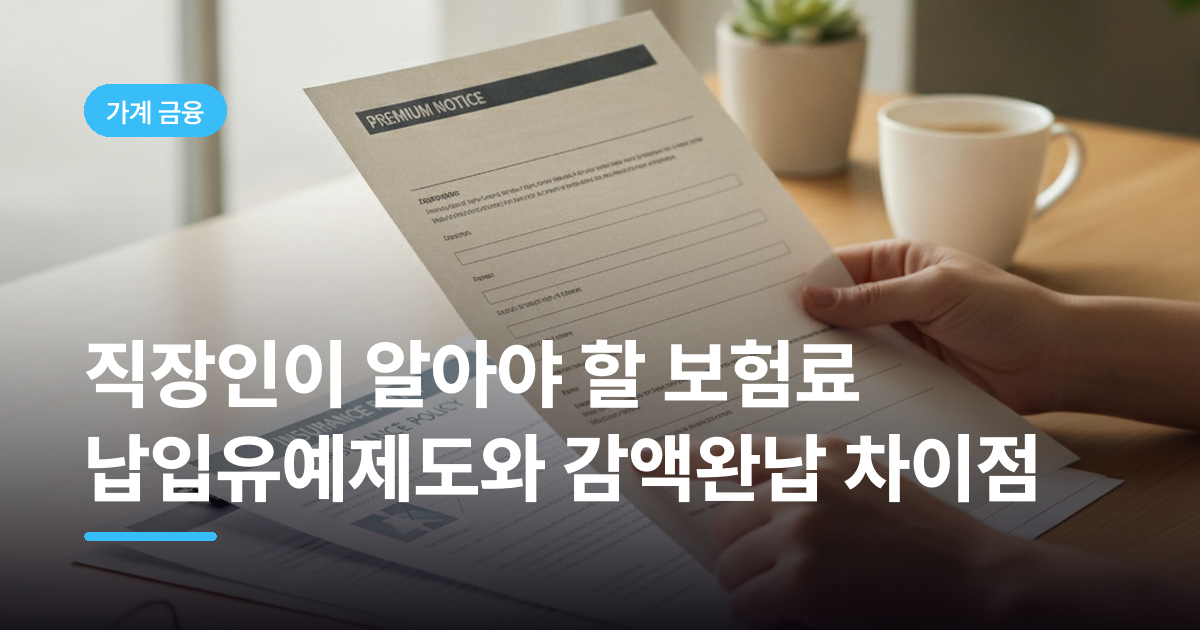 직장인이 알아야 할 보험료 납입유예제도와 감액완납 차이점