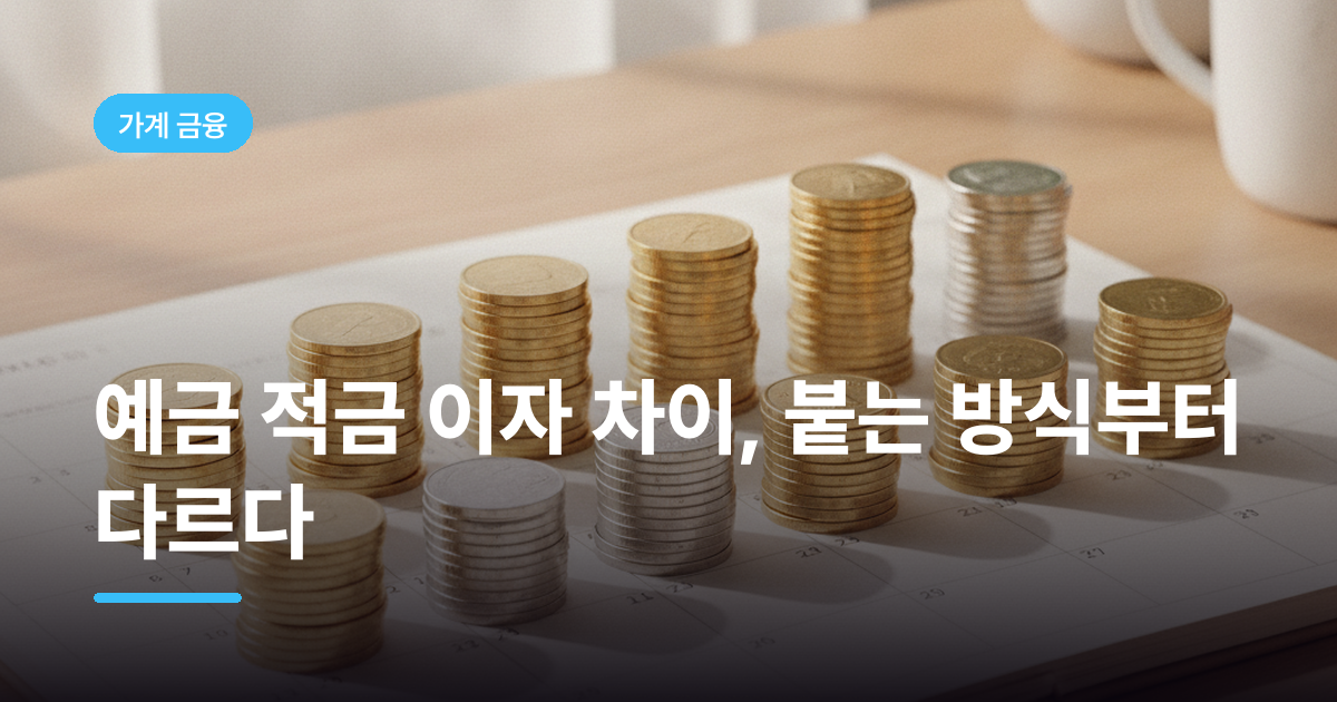 예금 적금 이자 차이, 붙는 방식부터 다르다
